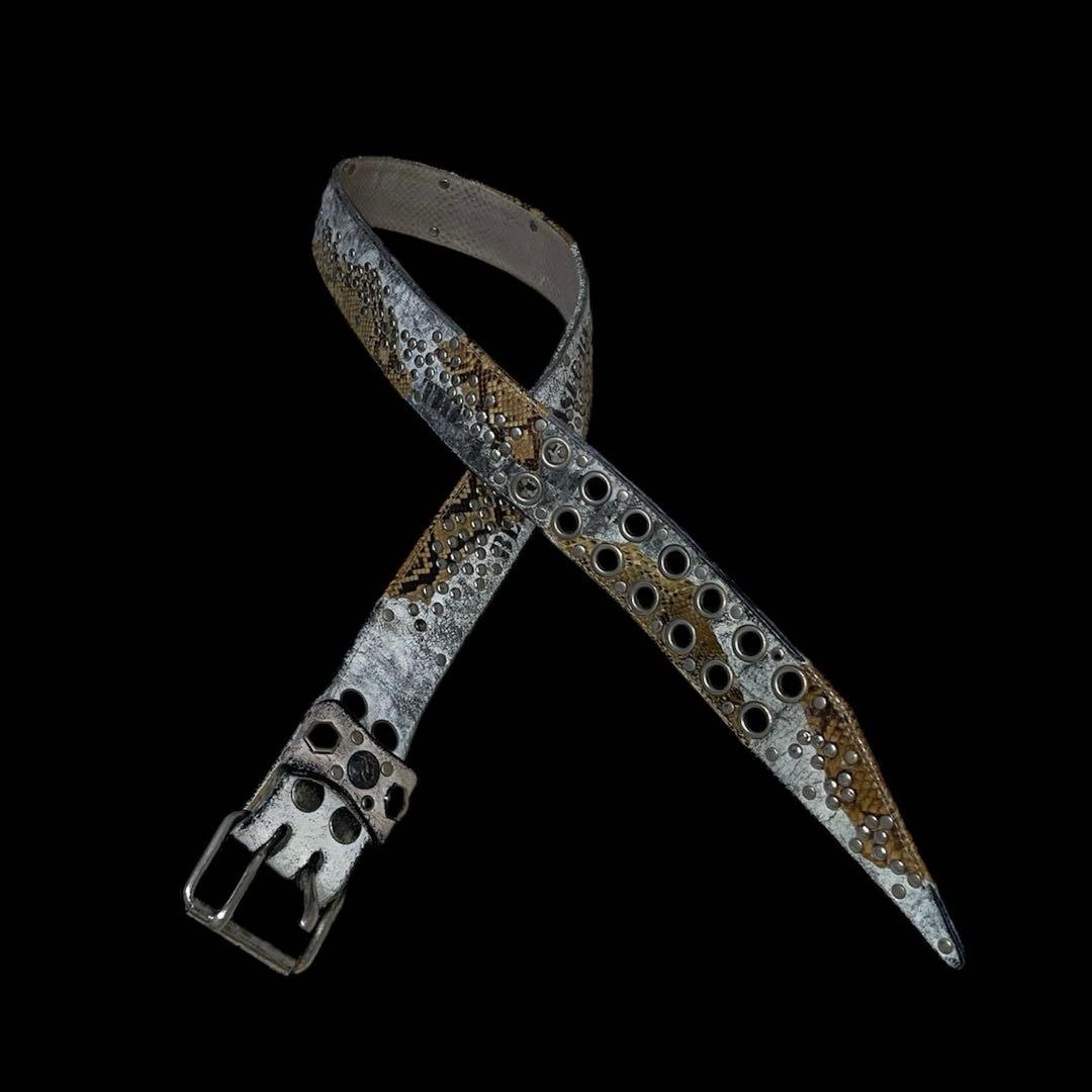 【Kmrii】Crazy studs White python BELT 白蛇