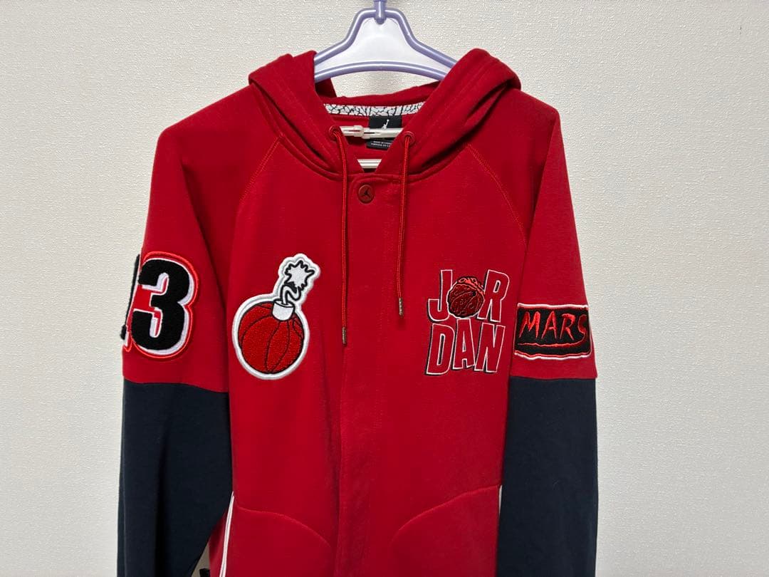 美品JORDANジョーダン メンズWBマービンバーシティ ボタンアップパーカーL