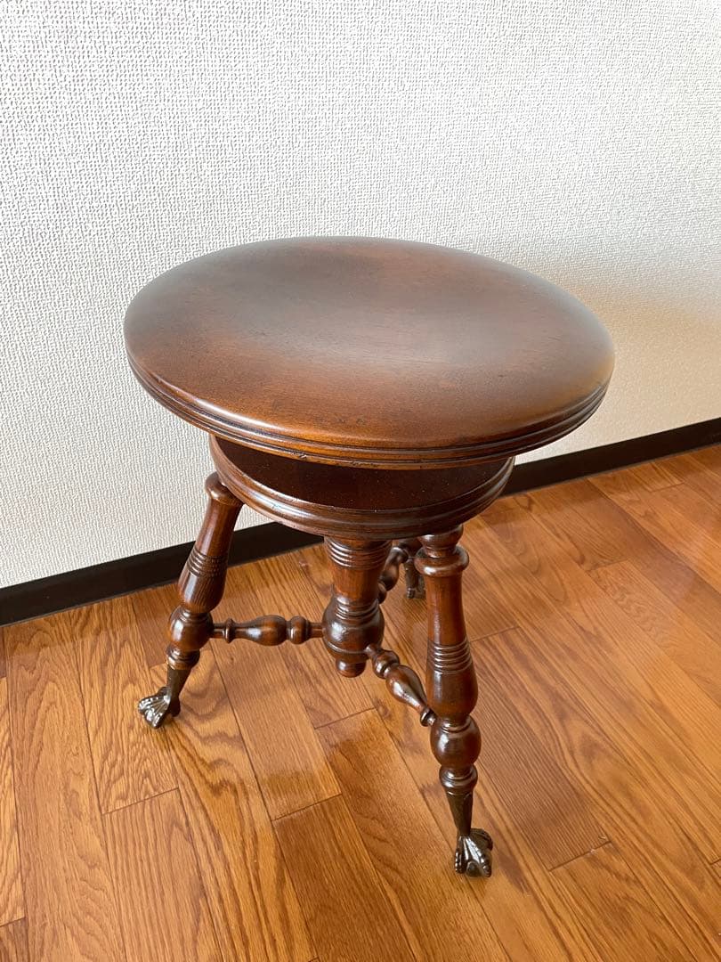 【メンテナンス済み】希少 アンティーク ピアノスツール チェア