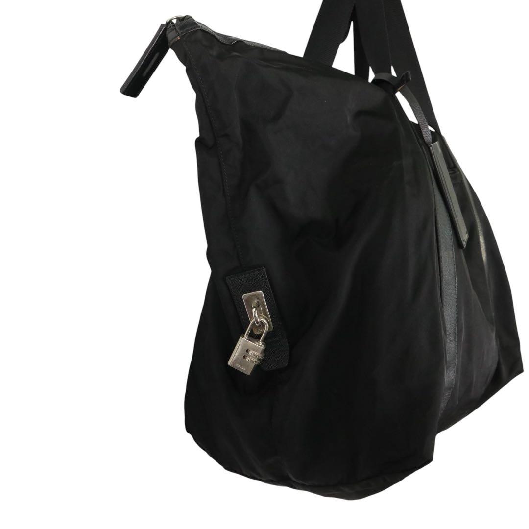 【大容量】PRADA プラダ ボストンバッグ 旅行カバン 三角プレートロゴ　黒