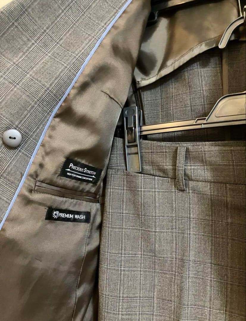 ミワク スーツ セットアップ 茶チェック ダブルジャケット パンツ リラジャケ