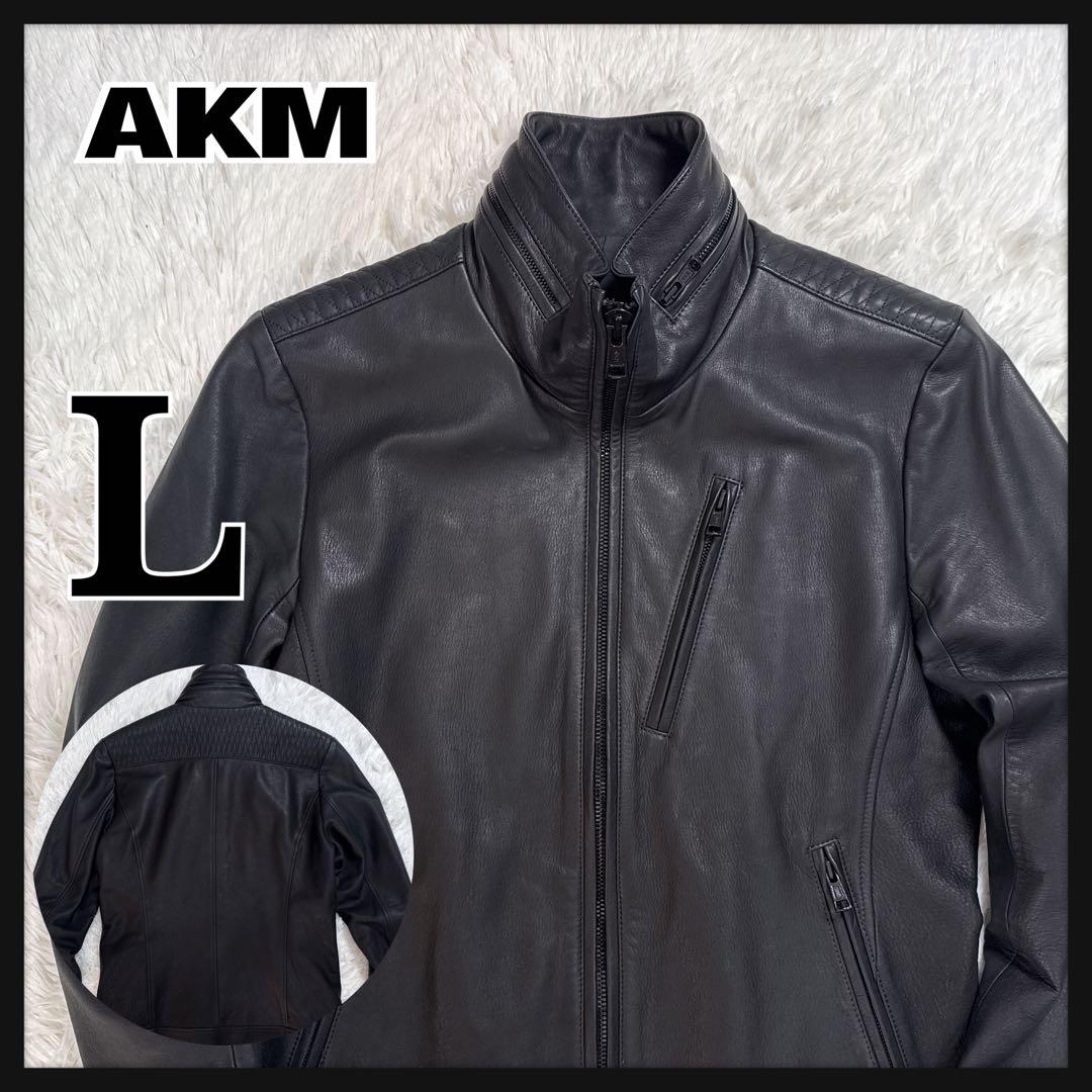 すずたろー 様 AKM シングル レザージャケット ダイヤキルト L WJK.