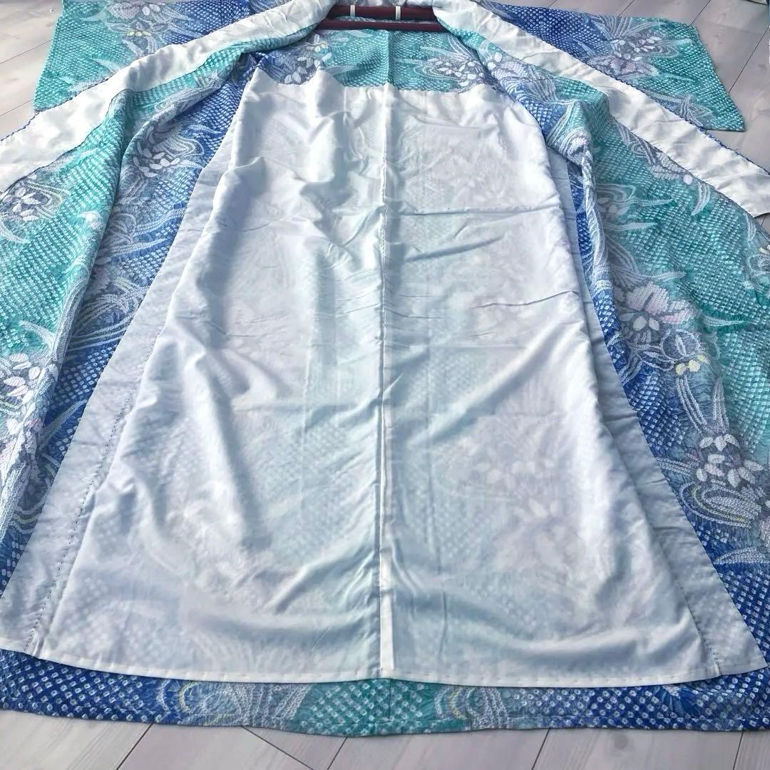 専用かな様　　有松絞り・有松鳴海絞り 身丈160 cm 菖蒲 広襟No.-220