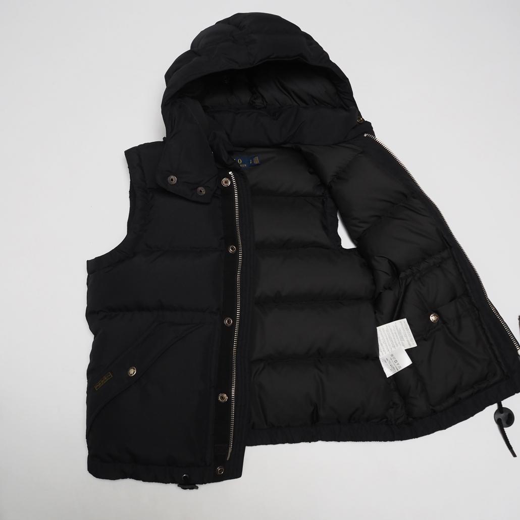 POLO RALPH LAUREN ポニー刺繍 2WAY肉厚ダウンベスト 黒S