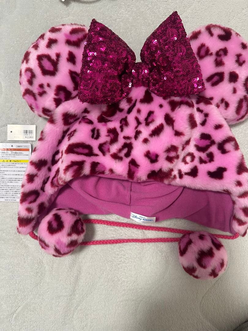 ディズニーヒョウ柄 ファンキャップピンク ミニー