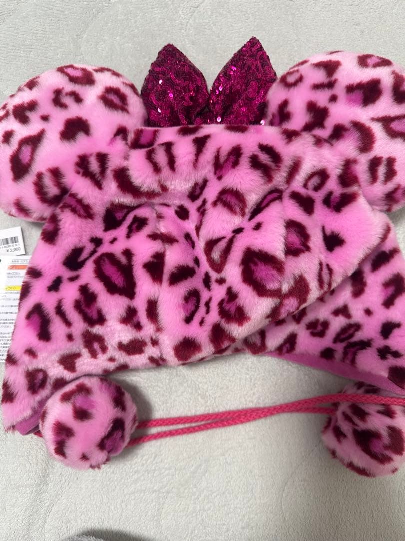 ディズニーヒョウ柄 ファンキャップピンク ミニー