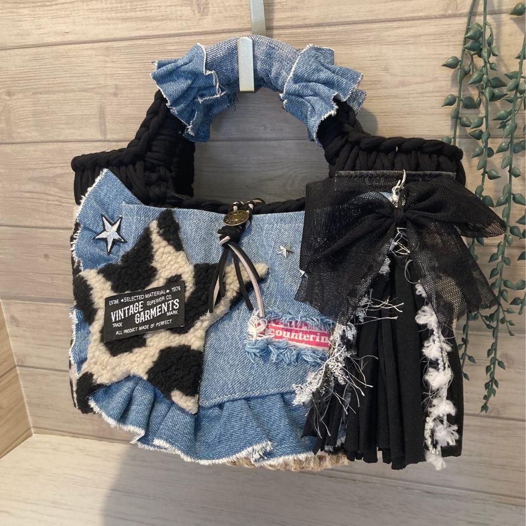 Ｎｏ576 ハンドメイドバッグ デニムリメイクバッグ リメイクデニムちょここ様