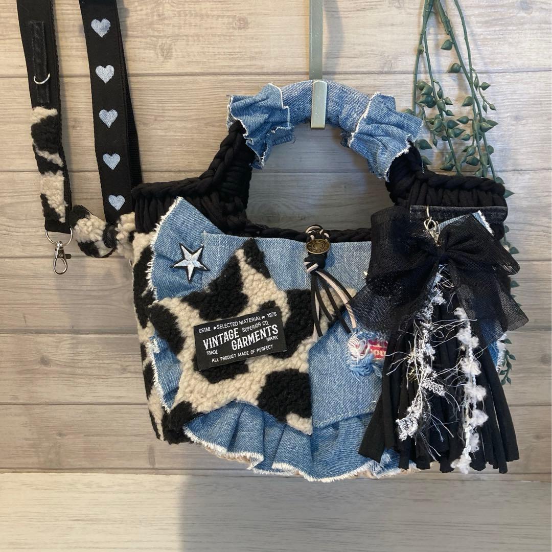 Ｎｏ576 ハンドメイドバッグ デニムリメイクバッグ リメイクデニムちょここ様