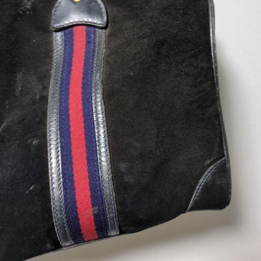 GUCCI グッチ ボストンバッグ スエード シェリーライン 黒　本革