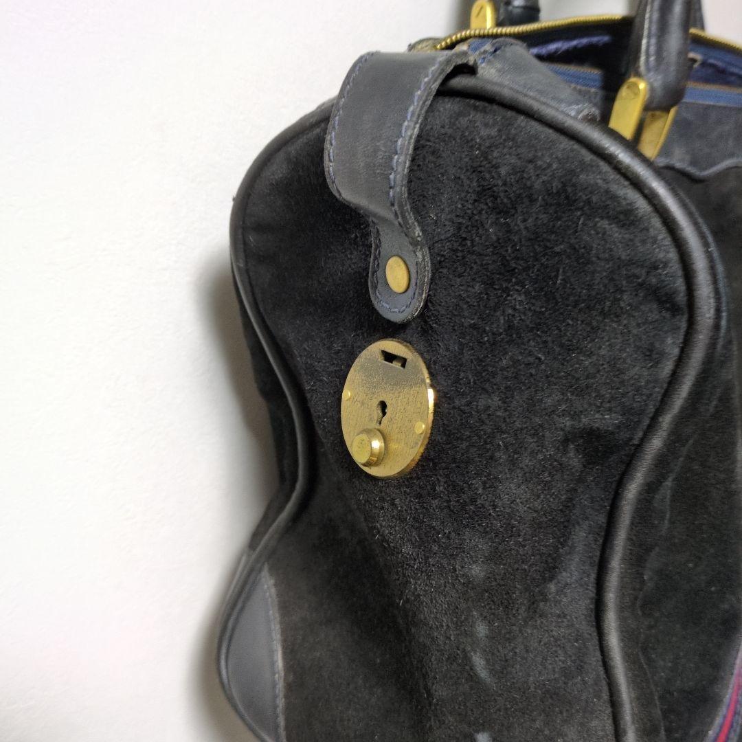 GUCCI グッチ ボストンバッグ スエード シェリーライン 黒　本革