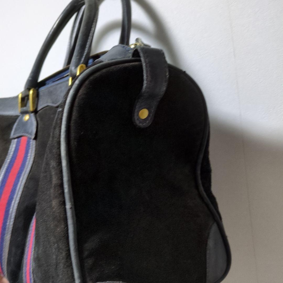 GUCCI グッチ ボストンバッグ スエード シェリーライン 黒　本革
