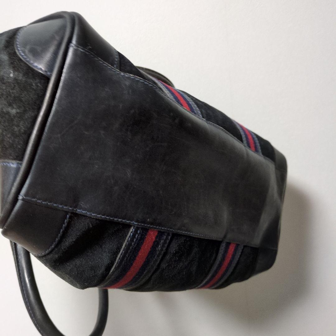 GUCCI グッチ ボストンバッグ スエード シェリーライン 黒　本革