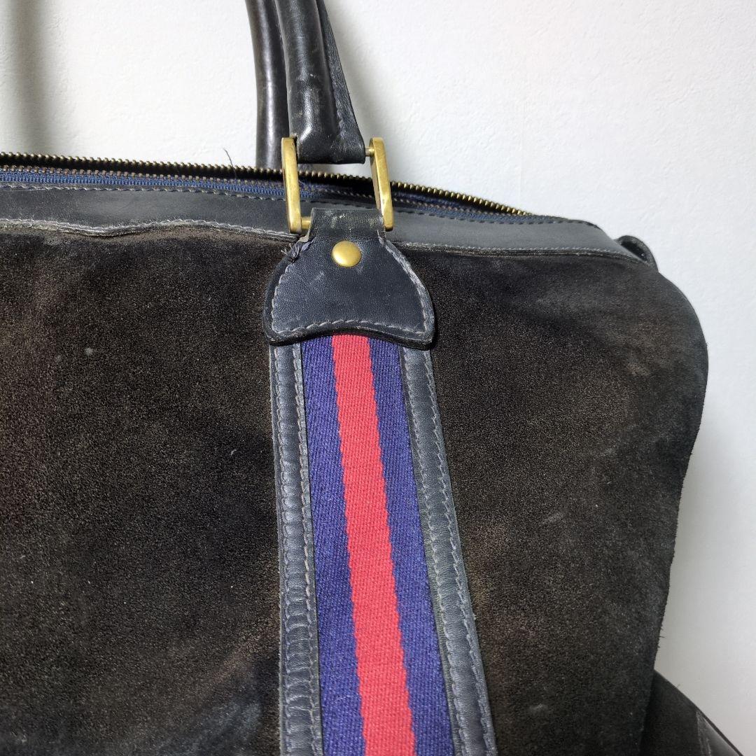 GUCCI グッチ ボストンバッグ スエード シェリーライン 黒　本革