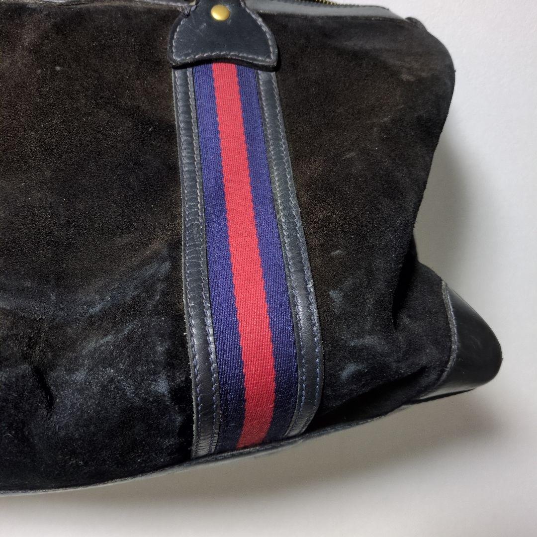 GUCCI グッチ ボストンバッグ スエード シェリーライン 黒　本革