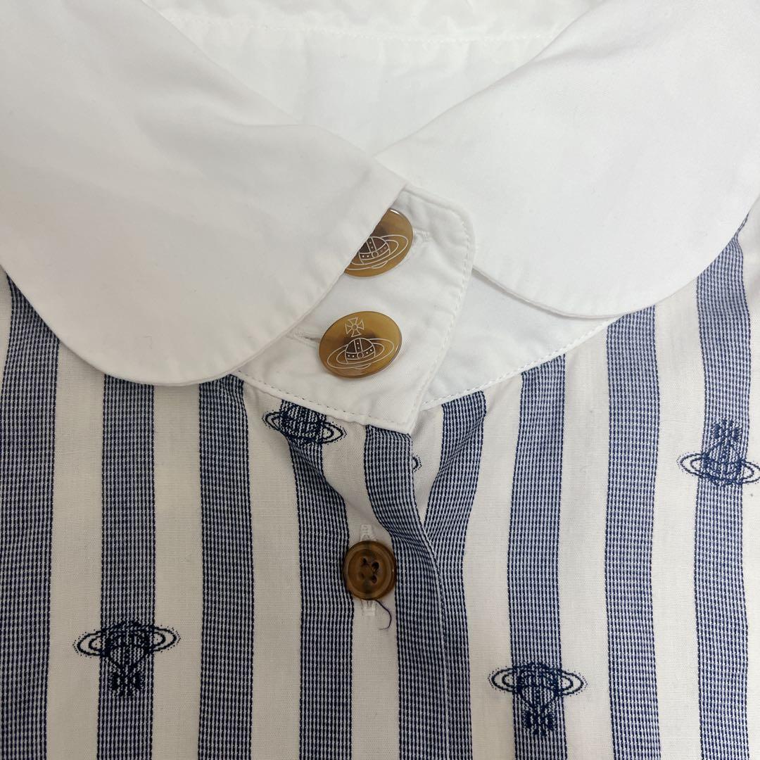 Vivienne Westwood 丸襟 オーブ ストライプ 長袖 シャツ M