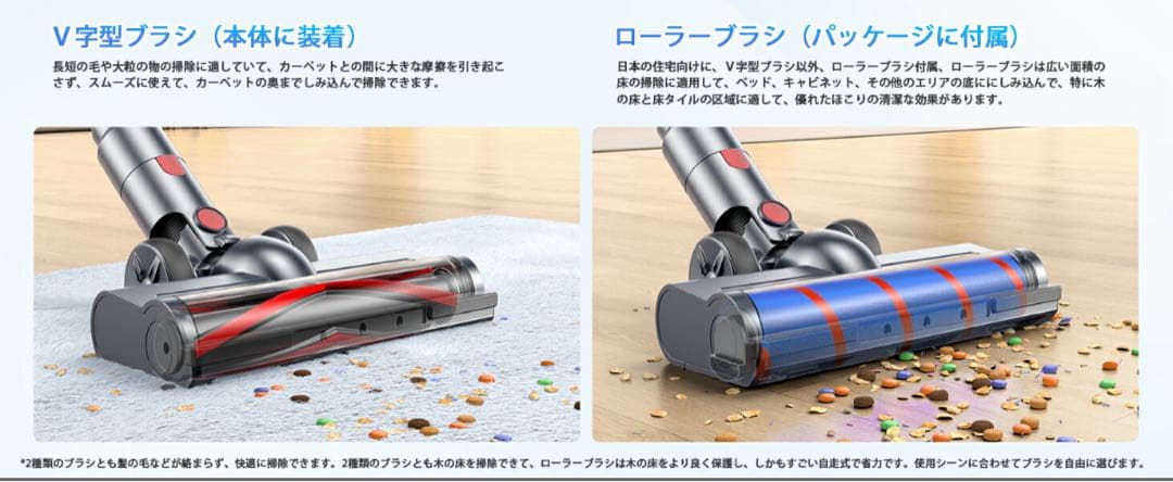 サイクロン式　コードレス掃除機　強力吸引　自立式　緑色LED　LED液晶　軽量