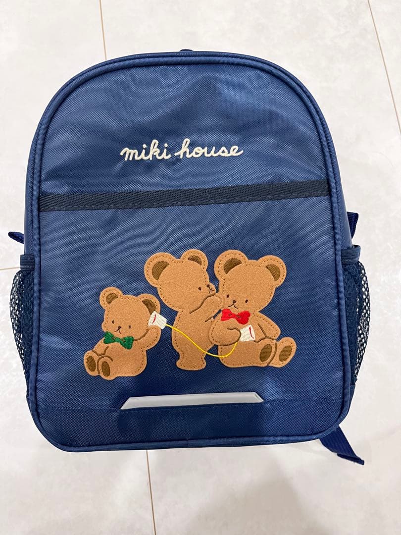 miki house クマ刺繍 リュック ネイビー