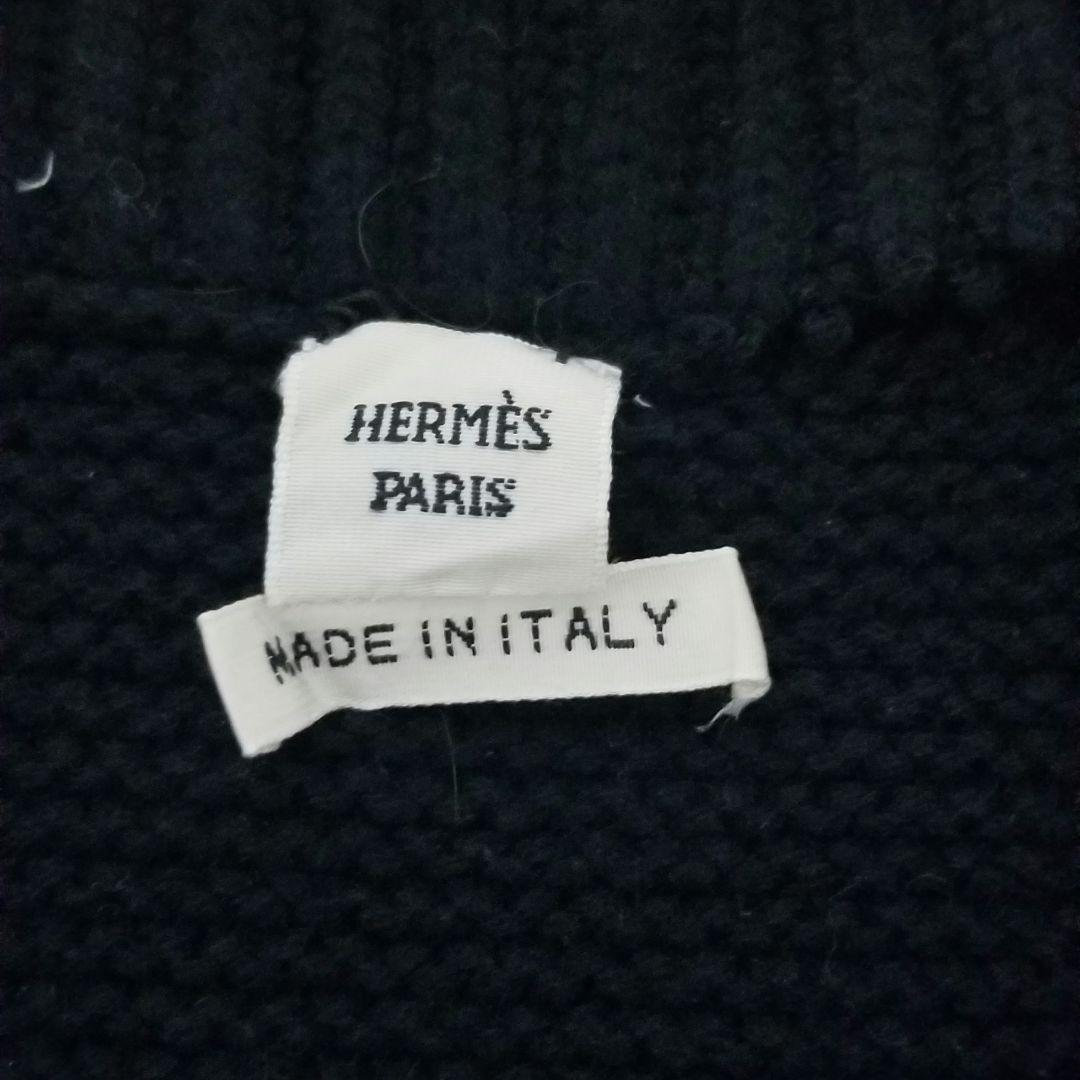 エルメス　モックネックジップニット　カシミアウール　ブラック　サイズ34