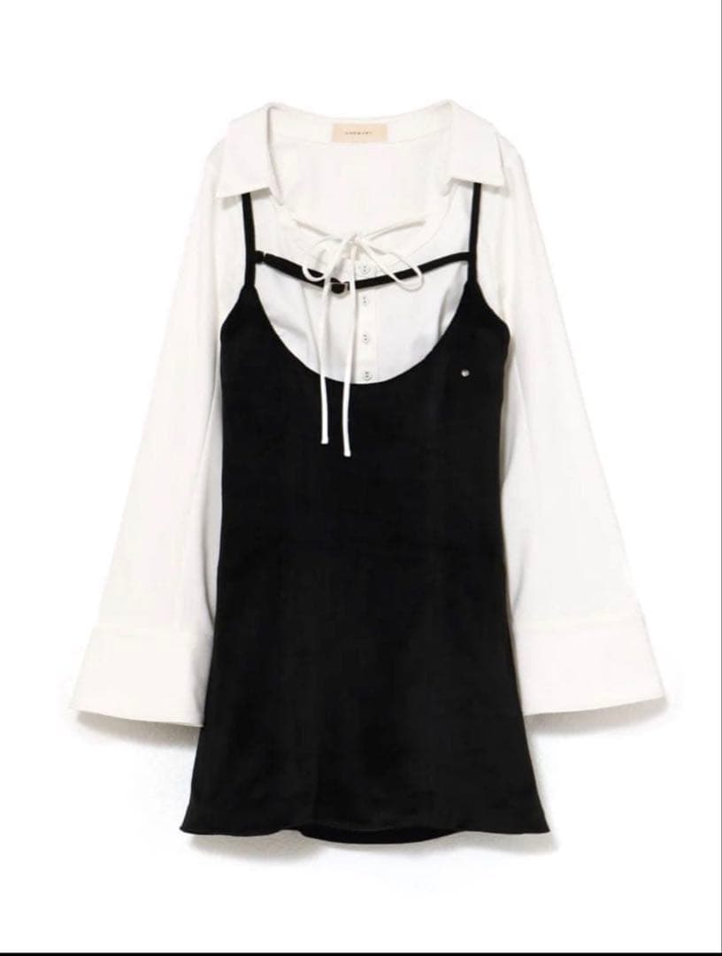 ワンピース andmary Betty velour mini dress black
