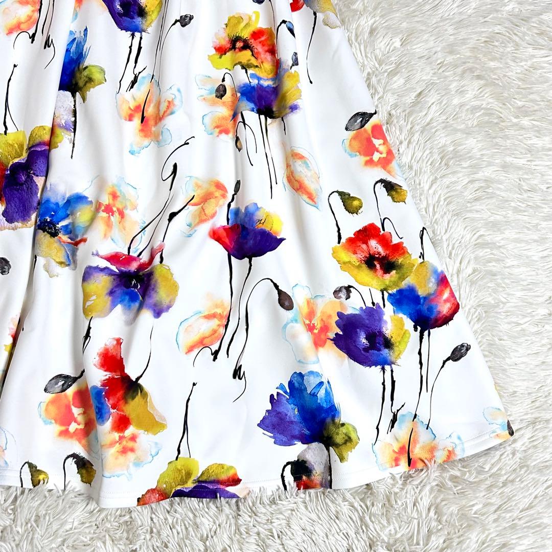 新品⭐️3.1万 ヴィヴィアンタム 水彩画 スカート 花柄 40 白 フレア 希少