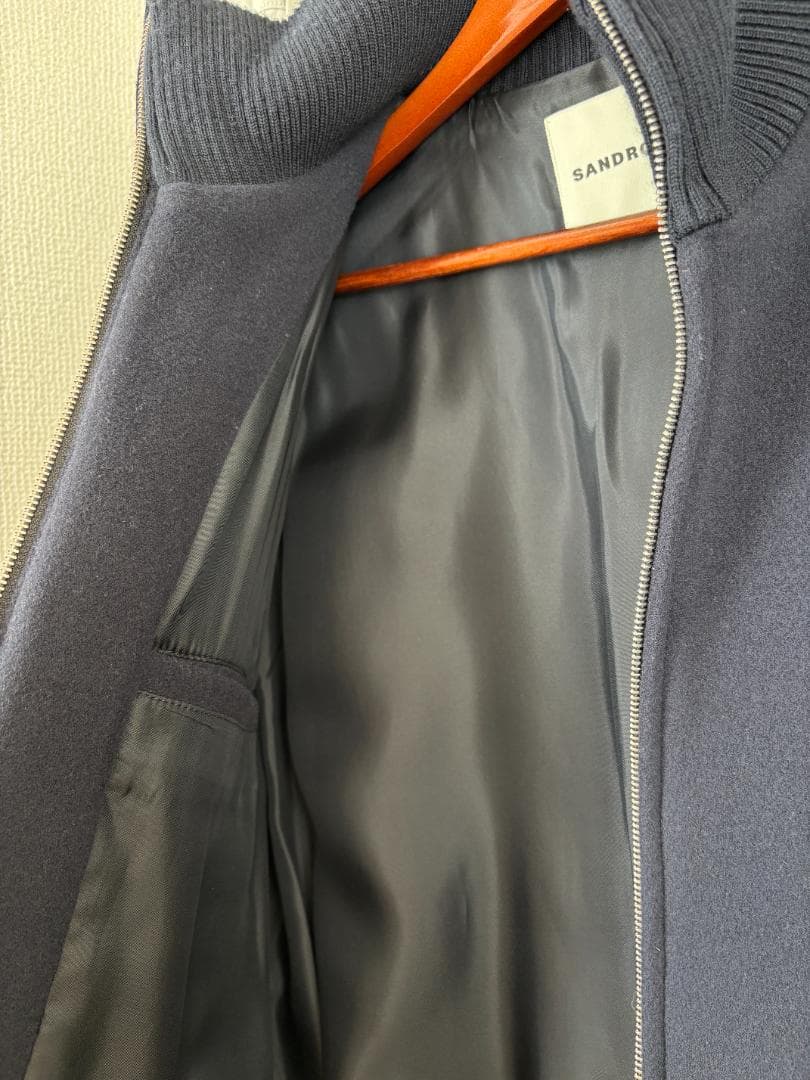 ＜美品＞SANDRO ウールジップジャケット ネイビー M