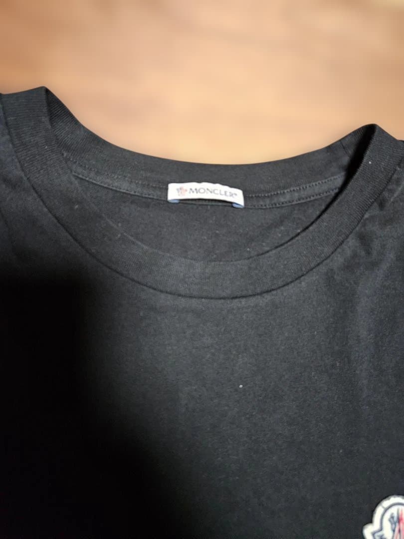 MONCLER ブラック Tシャツ ロゴ刺繍sizeXL