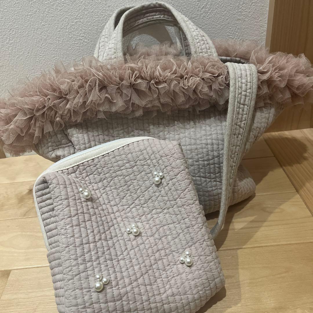 期間限定値下げ中ROSEAURA チュールヌビバッグ hinaコラボ　ベージュ