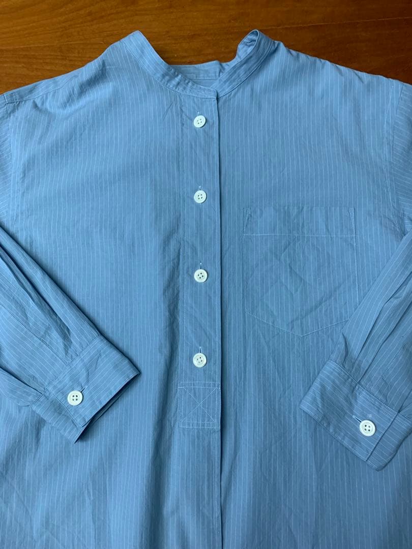 MARGARET HOWELL ストライプシャツブラウス　ブルー　I