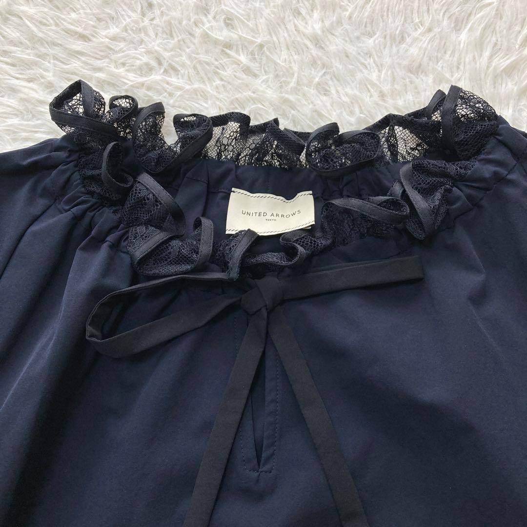 極美品✨UNITED ARROWS レースプリーツフリルブラウス