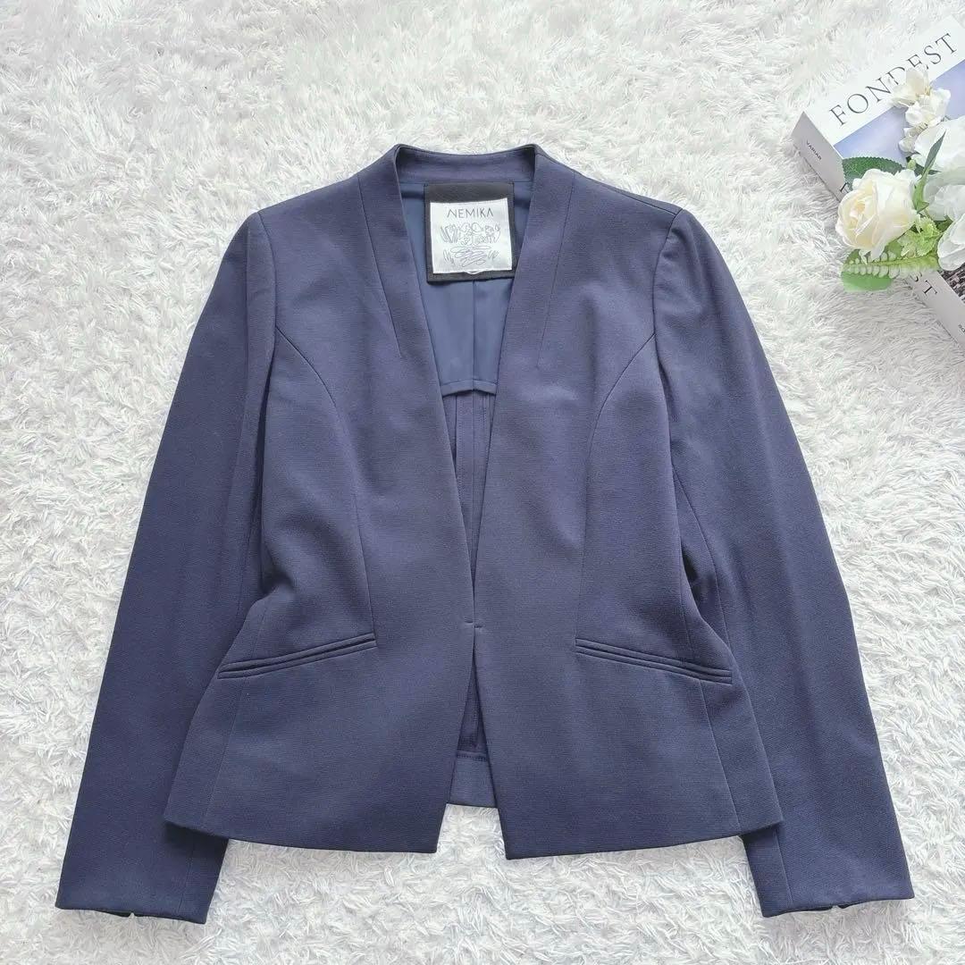 美品✨NEMIKA パンツスーツ ネイビー ストレッチ レリアン オケージョン