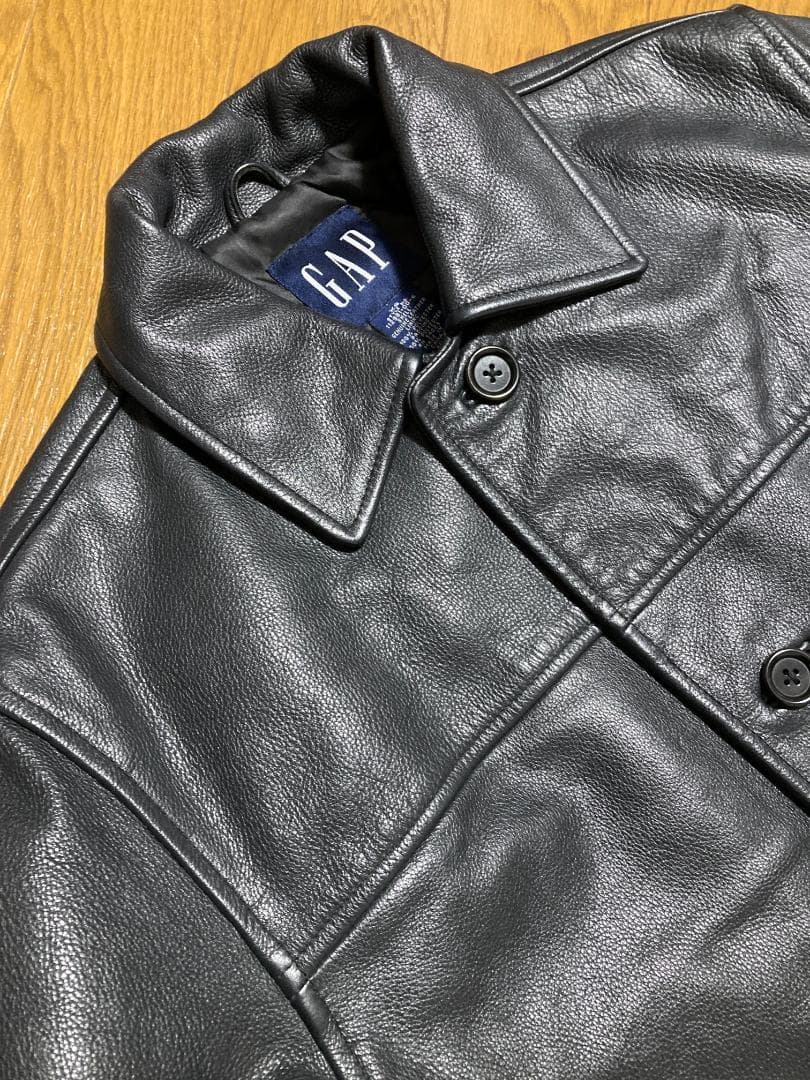 [90s-00s GAP] 野村訓一着用 紺タグ レザーカーコート XS 牛革