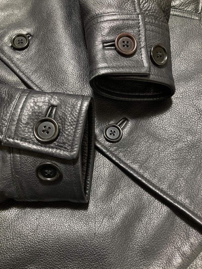 [90s-00s GAP] 野村訓一着用 紺タグ レザーカーコート XS 牛革