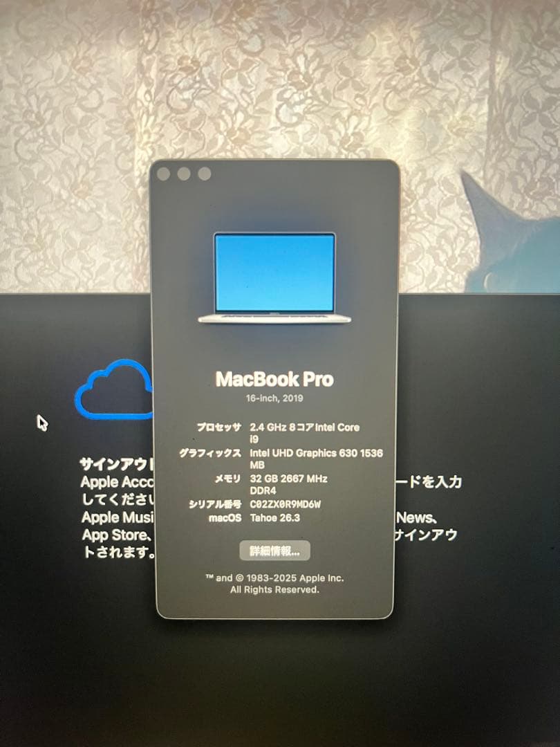 MacBook Pro 16インチ Core i9/32GB /1TB ジャンク