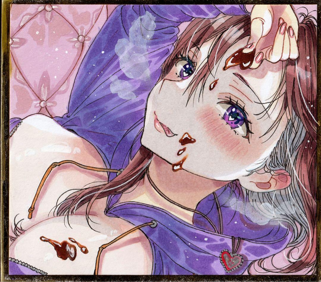 し*じ様 手描きイラスト オリジナルイラスト アナログイラスト コピック 色紙