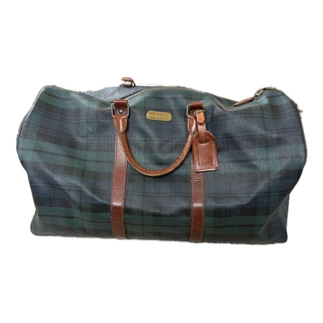 ポロラルフローレン ボストンバッグ 2WAY グリーン チェック柄 PVCレザー