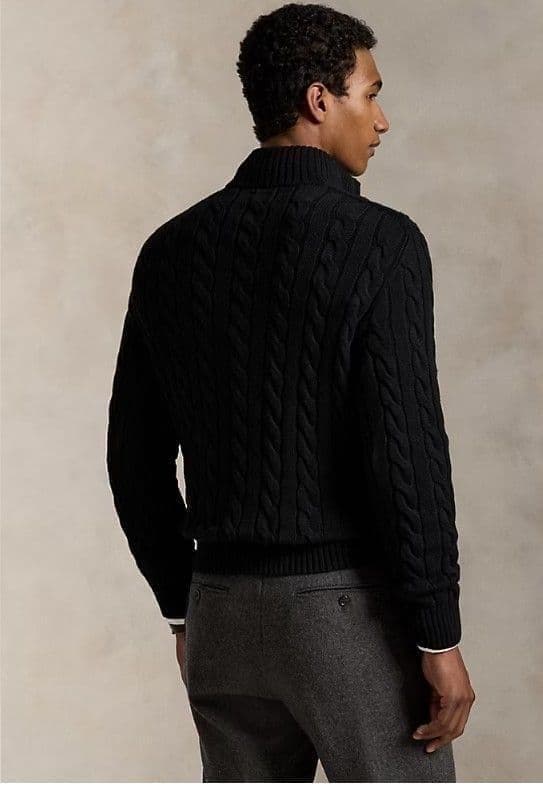 Polo Ralph Lauren ブラック ケーブルニットセーター ジップ M