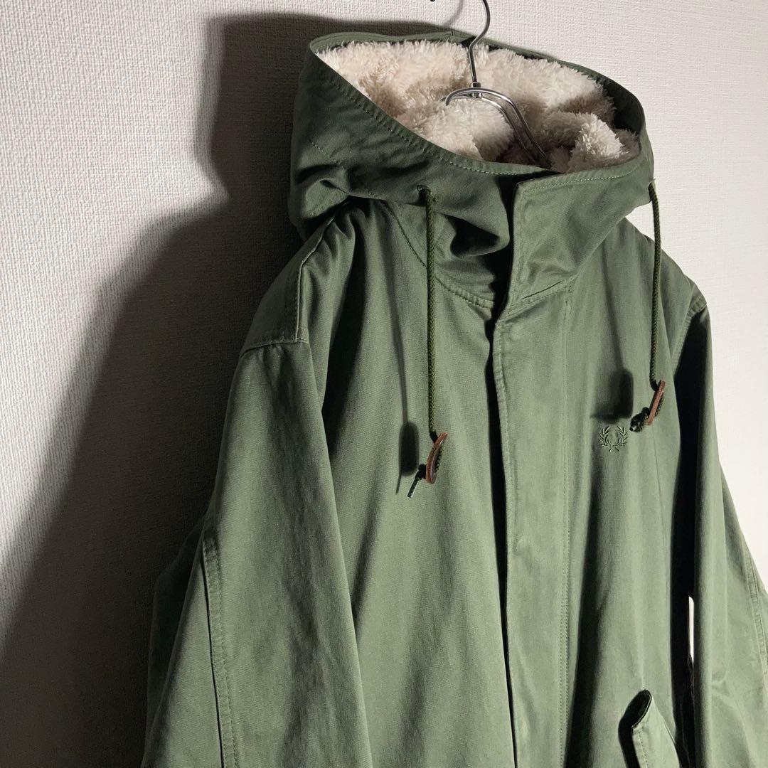 FREDPERRY‼︎ ライナー付きモッズコート 刺繍ロゴ カーキ L.