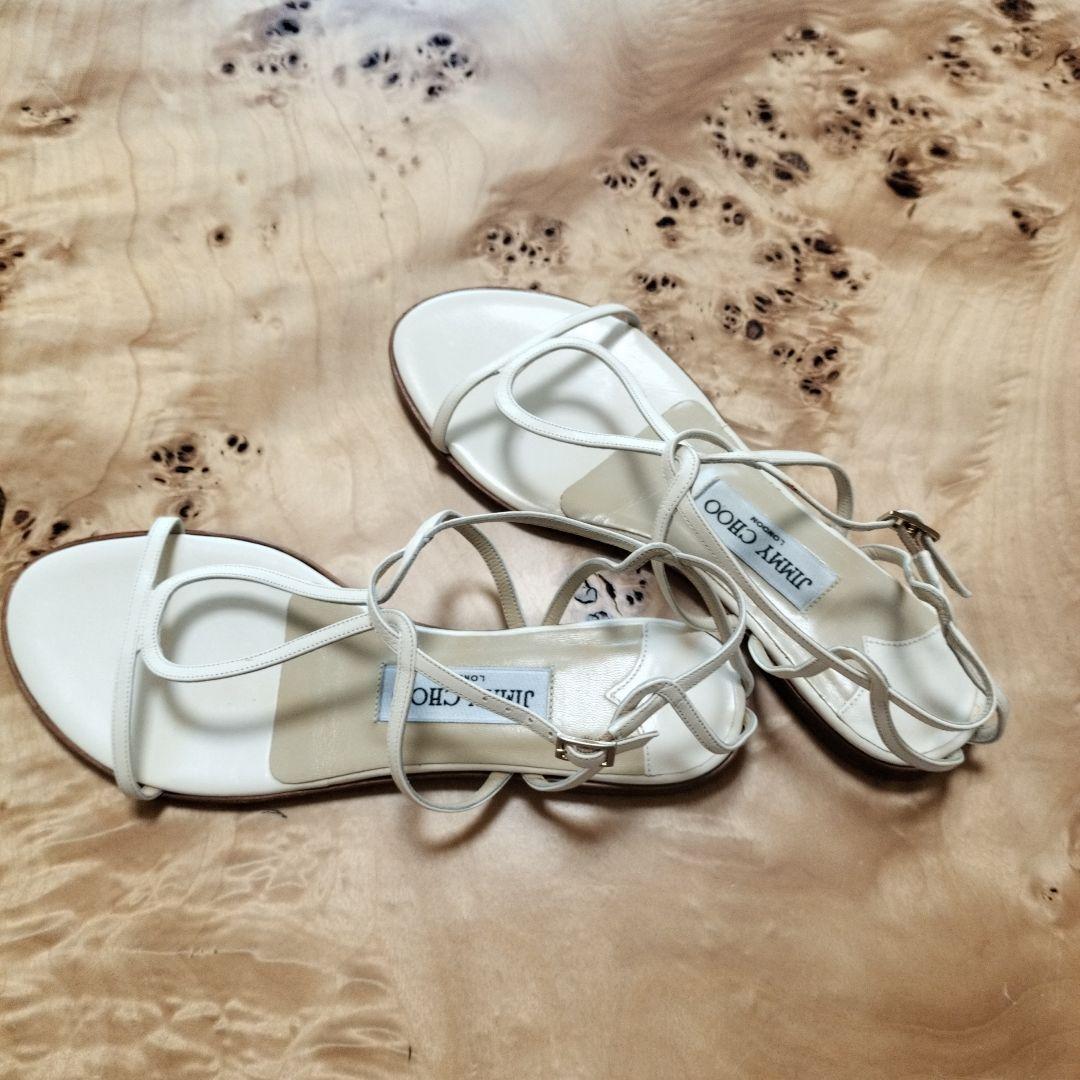 未使用 JIMMY CHOO レザー サンダル ホワイト サンダル ホワイト