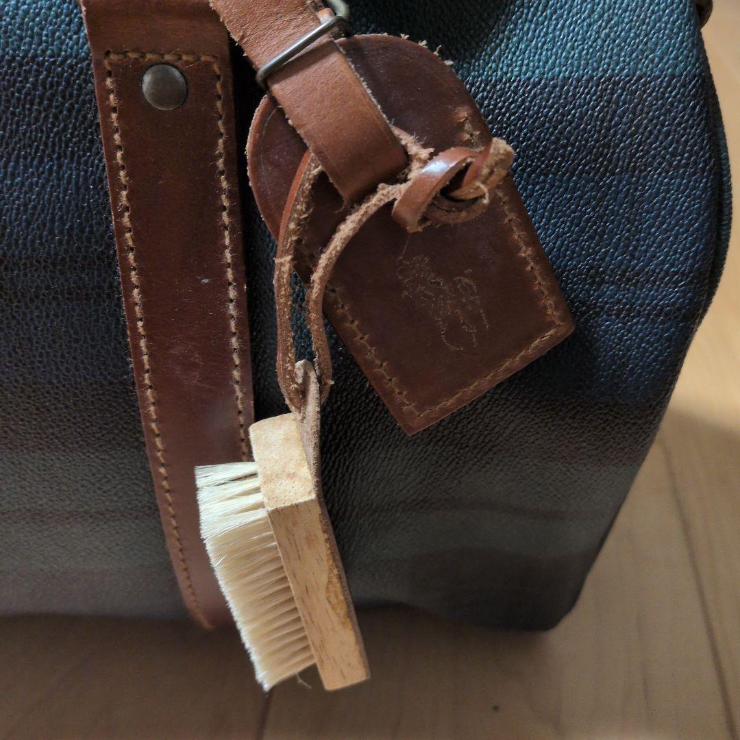 ポロラルフローレン　ミニボストンバック　緑チェック柄