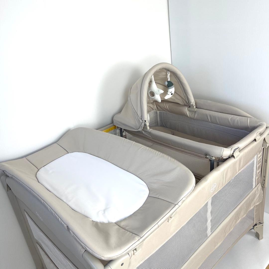 【美品】thinkmax多機能ベビーベッド ベージュ