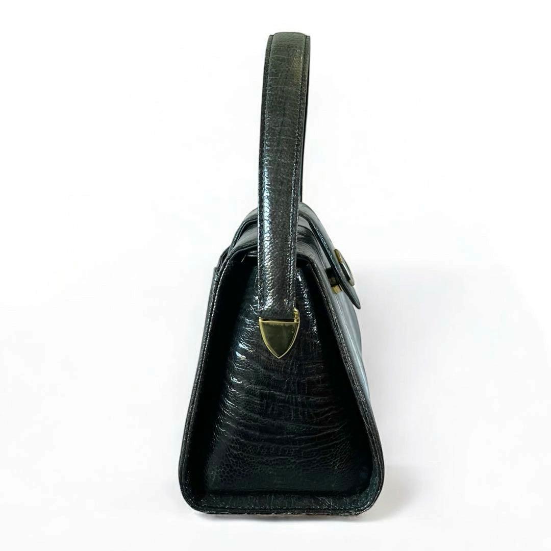 希少カラー オーストリッチ オーストレッグ シャイニング加工 ハンドバッグ 深緑