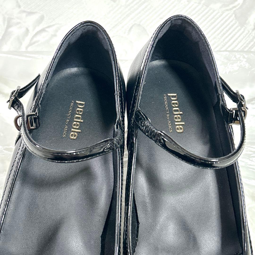 極美品❤︎アシックス ペダラ パンプス リボン ストラップ レザー 23.5 2E
