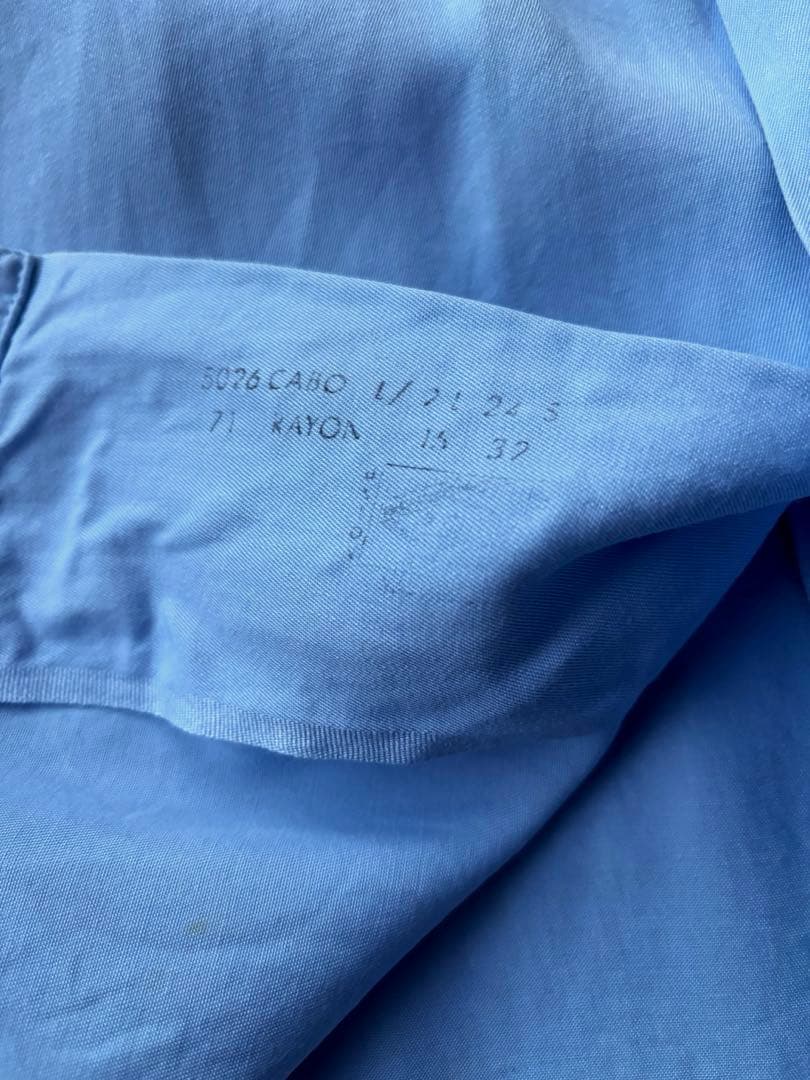 60s ARROW 淡ブルー レーヨンギャバジンシャツ　usa製　ヴィンテージ