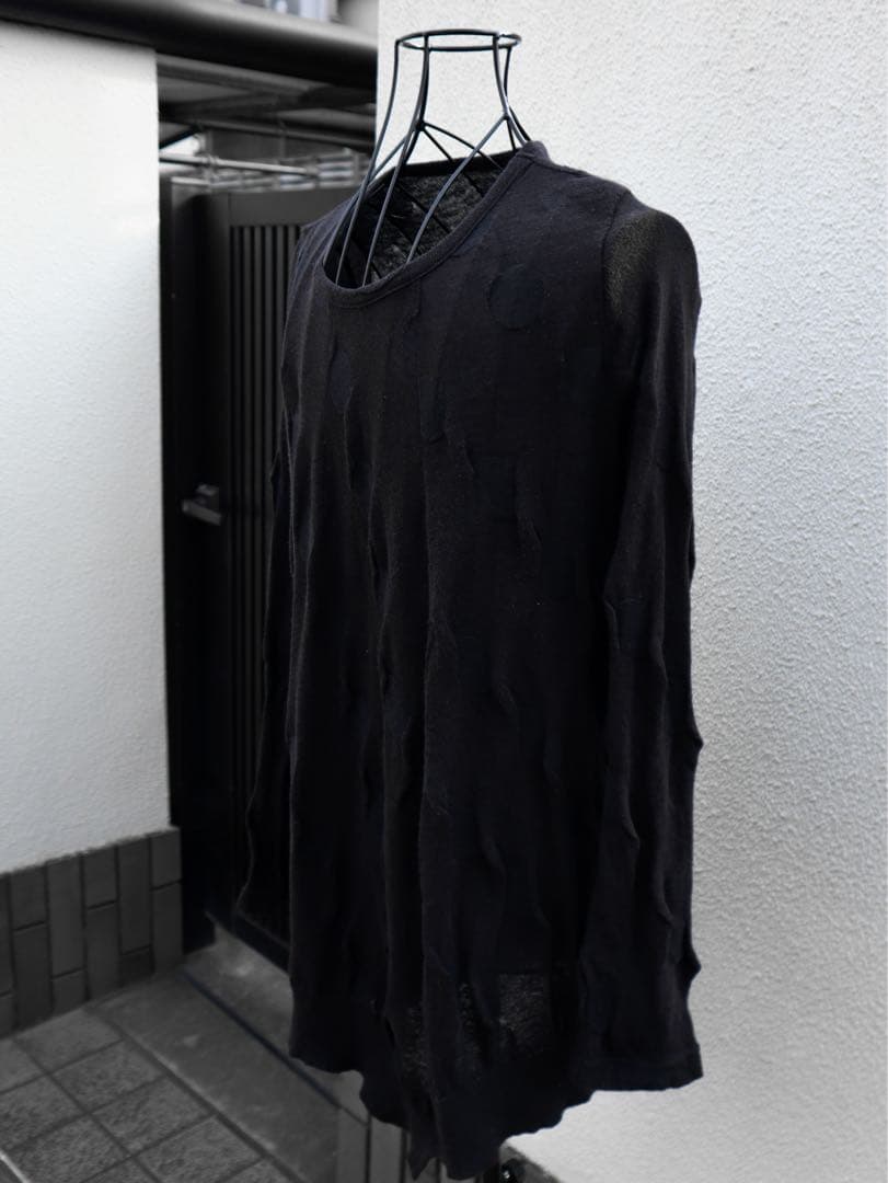 【Y’s ワイズ】 \"dot pattern\" シワ加工 アシンメトリー ニット