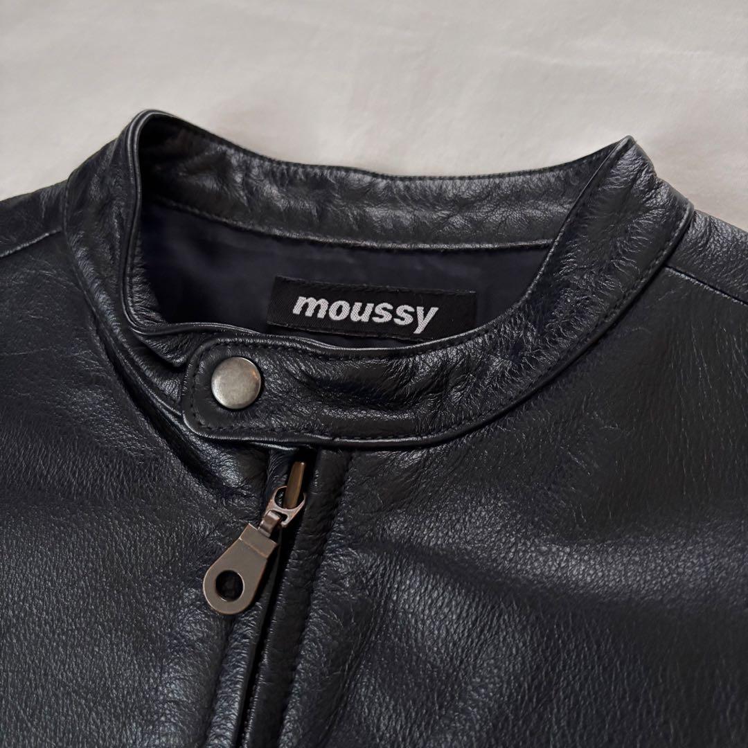 大人気！MOUSSY 牛革 シングル ライダース レザー ジャケット