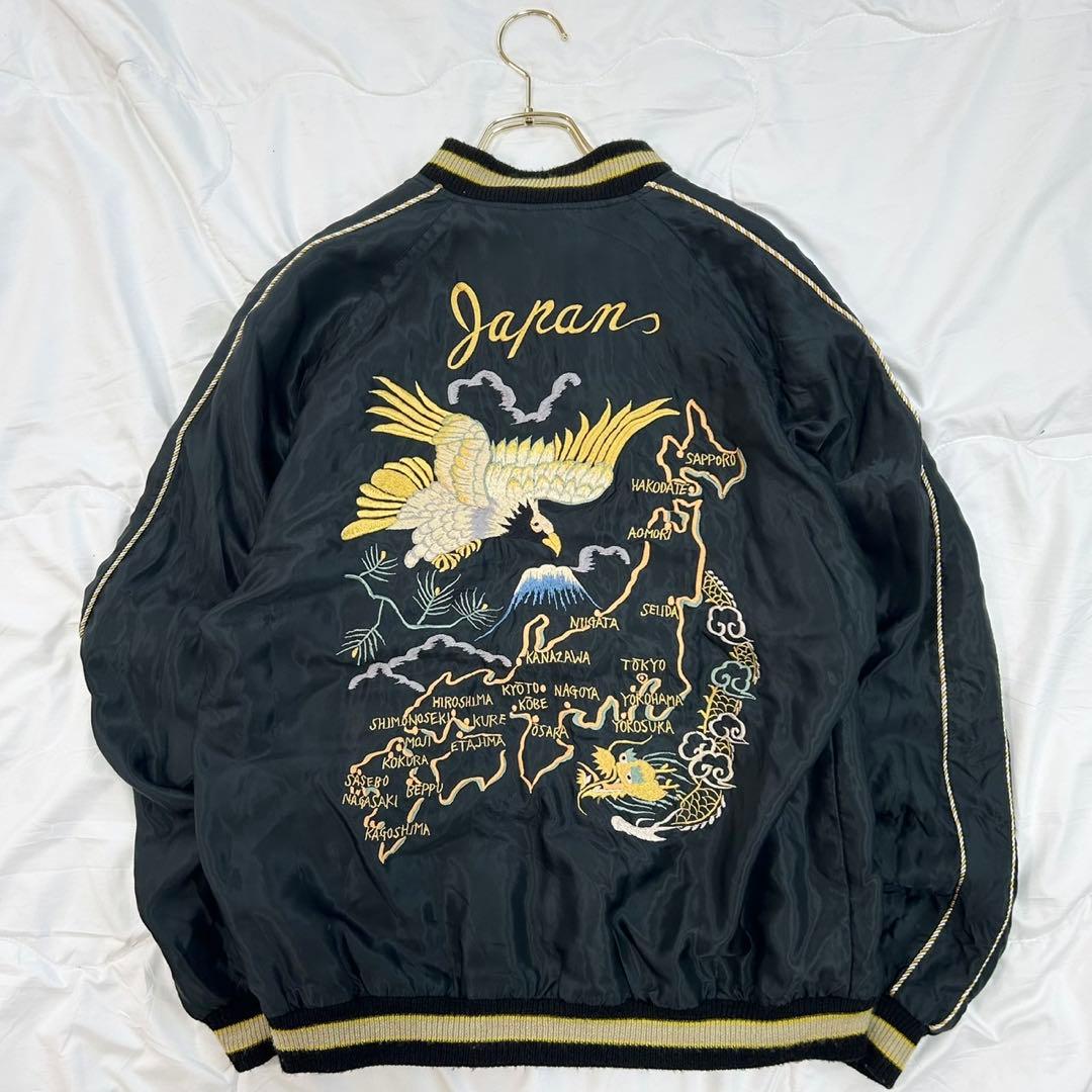 テーラー東洋 岩田剛典着 リバーシブル サテンスカジャン 日本地図×虎 サイズL