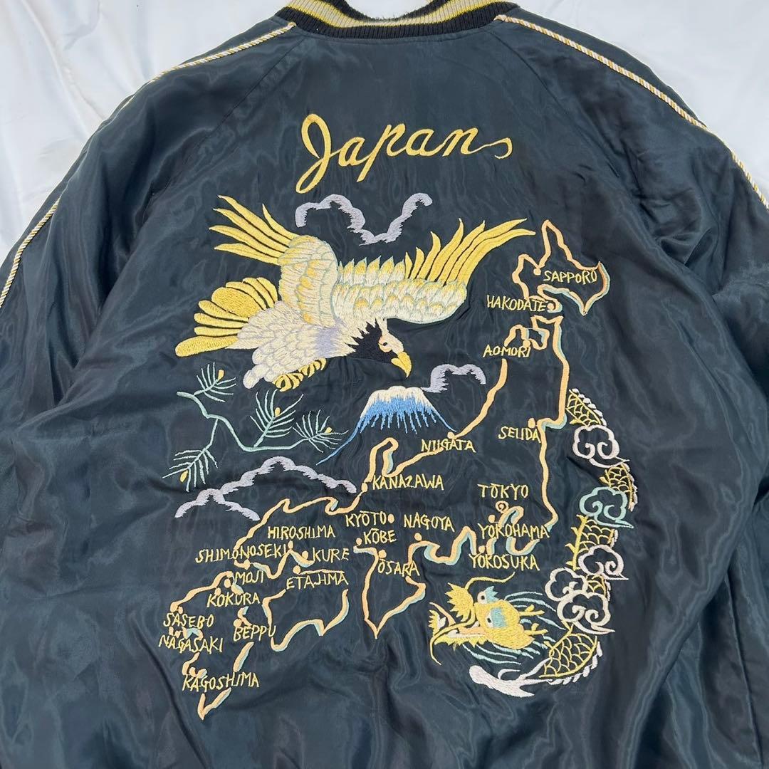 テーラー東洋 岩田剛典着 リバーシブル サテンスカジャン 日本地図×虎 サイズL