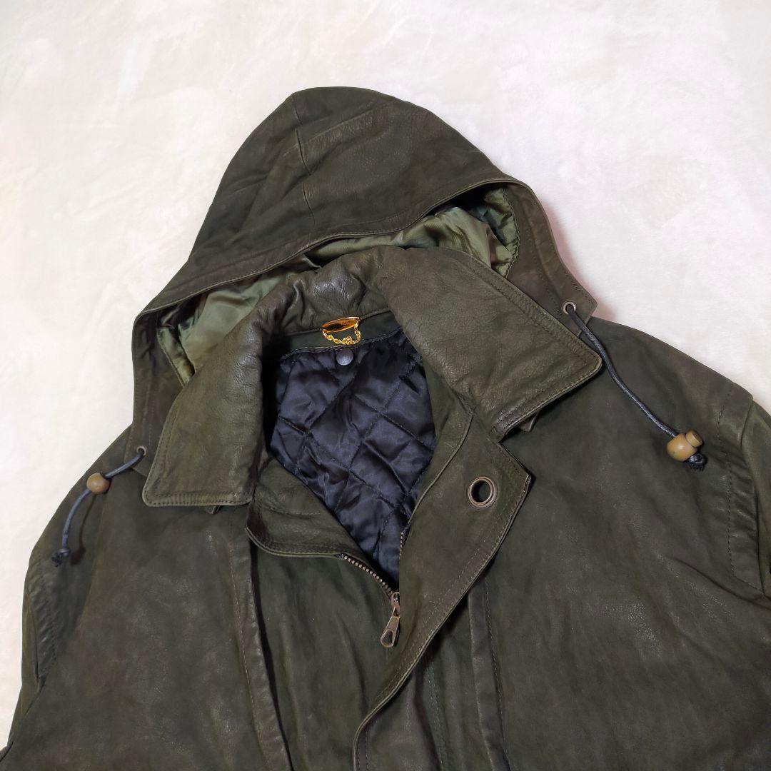 80S 90S　イタリア製　ユーロヴィンテージ　48　オールレザー　モッズコート