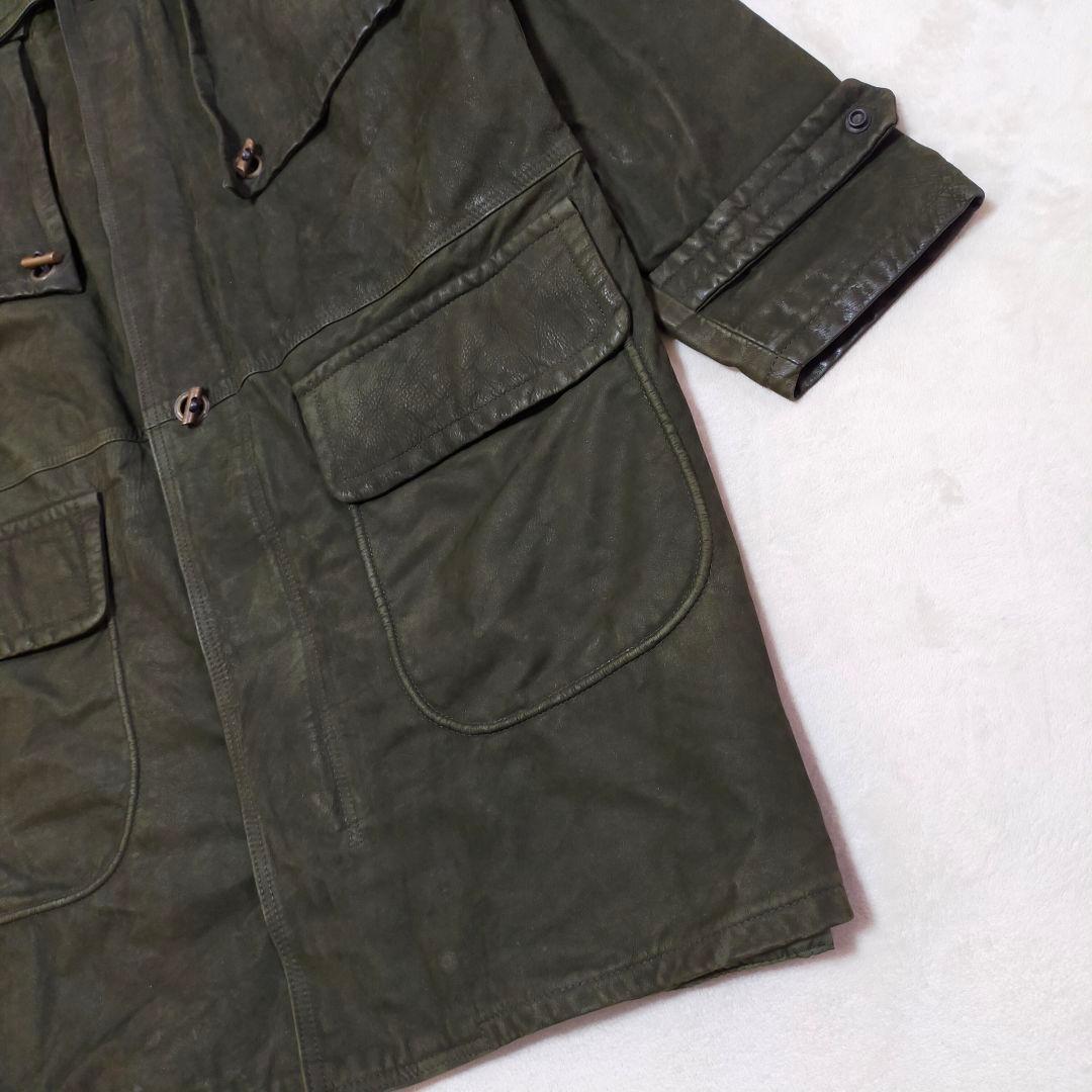 80S 90S　イタリア製　ユーロヴィンテージ　48　オールレザー　モッズコート