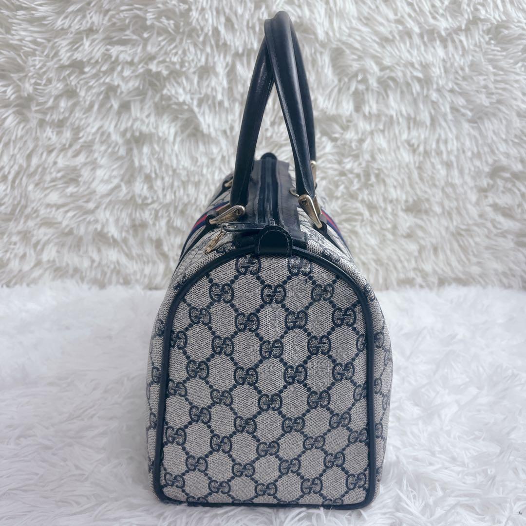 GUCCI グッチ ミニボストンバッグ シェリーライン GGスプリーム ネイビー
